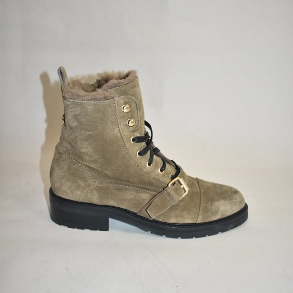ALLSAINTS Donita Suede Combat Boot with Genuine Shearling Trim 41 EU 11 US - Picture 3 of 8